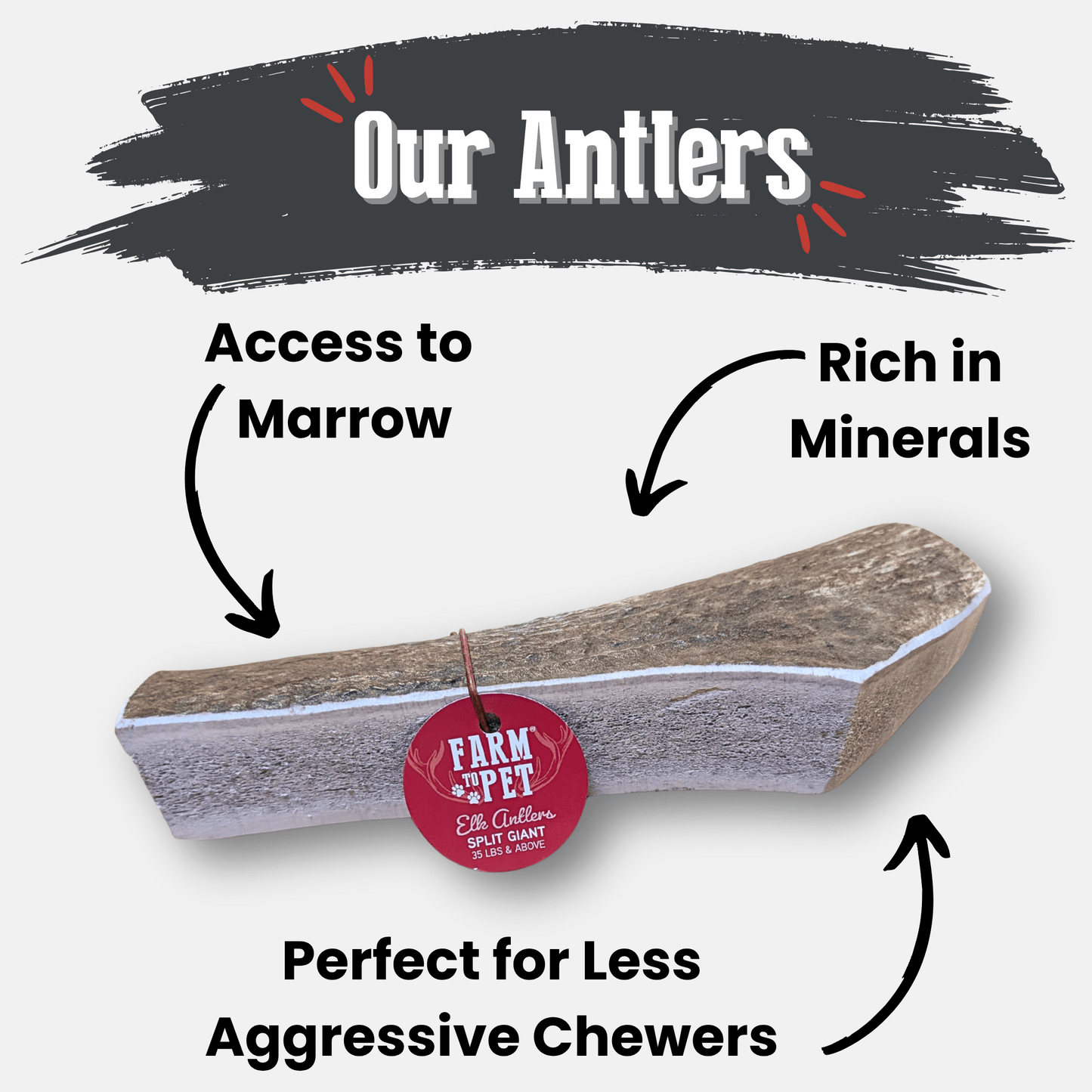 Elk Antler Dog Chews | All-Natural Whole and Split Elk Antler Chews for Dogs Antler Dog Chew Farm To Pet