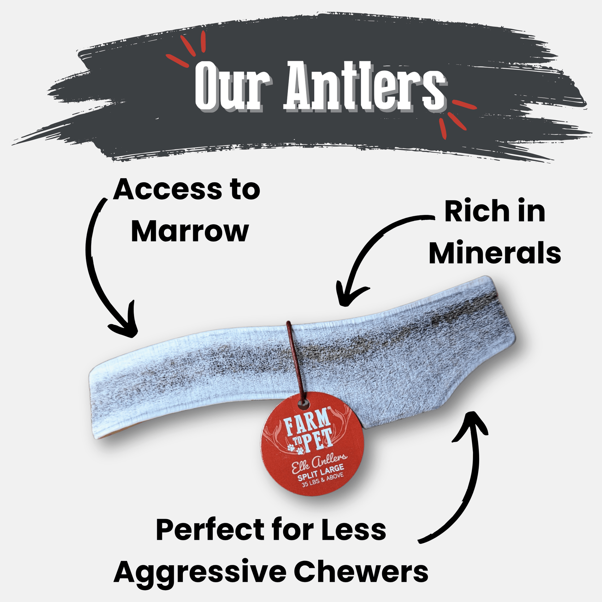 Elk Antler Dog Chews | All-Natural Whole and Split Elk Antler Chews for Dogs Antler Dog Chew Farm To Pet