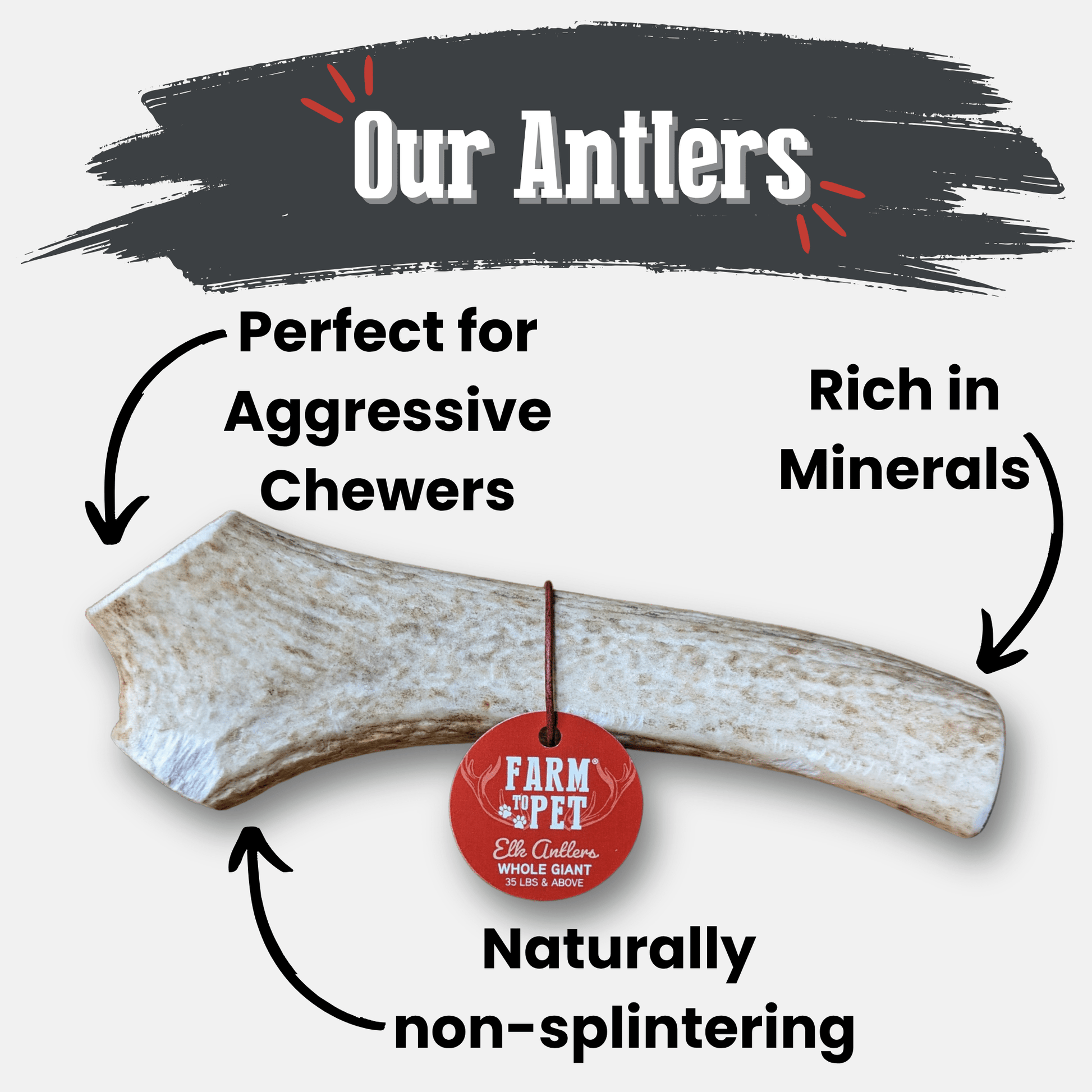 Elk Antler Dog Chews | All-Natural Whole and Split Elk Antler Chews for Dogs Antler Dog Chew Farm To Pet