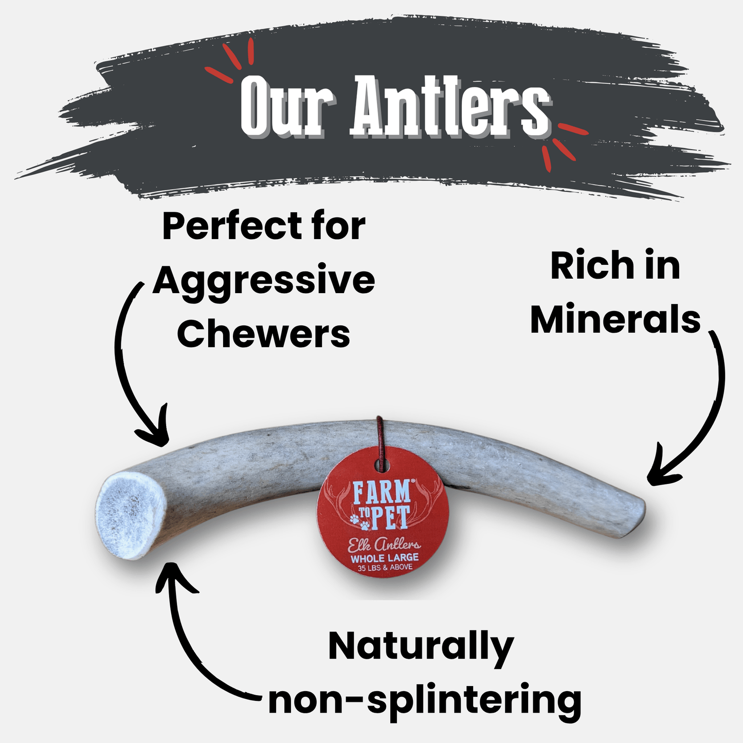 Elk Antler Dog Chews | All-Natural Whole and Split Elk Antler Chews for Dogs Antler Dog Chew Farm To Pet