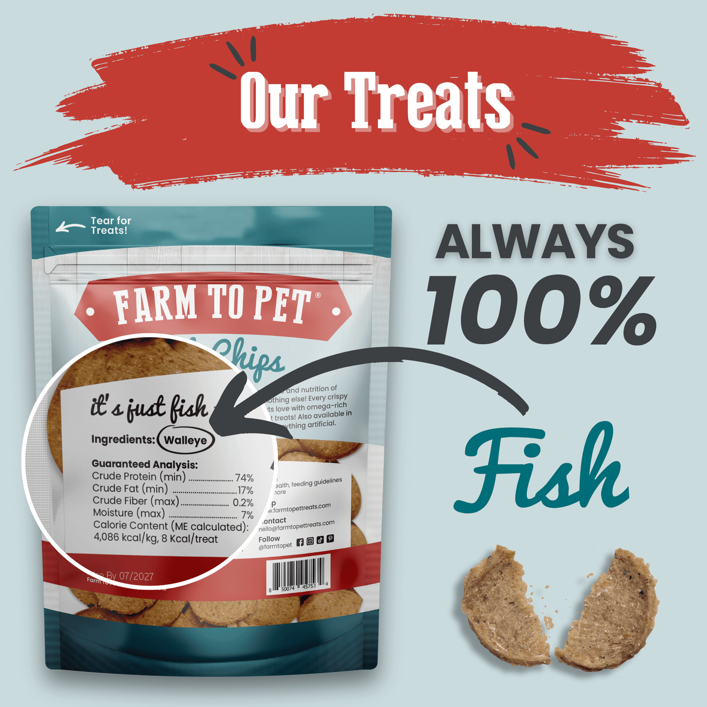 Fish Chips for Dogs | Wild-Caught Fish Dog Treats Chip Farm To Pet