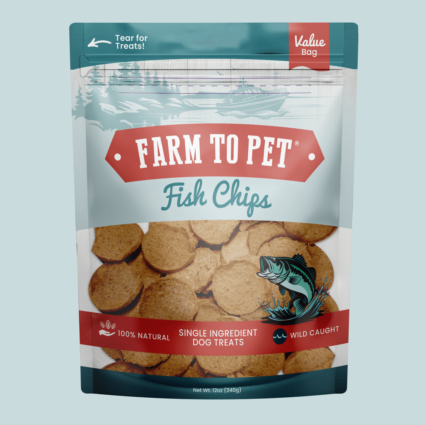 Fish Chips for Dogs | Wild-Caught Fish Dog Treats Value 12oz Chip Farm To Pet