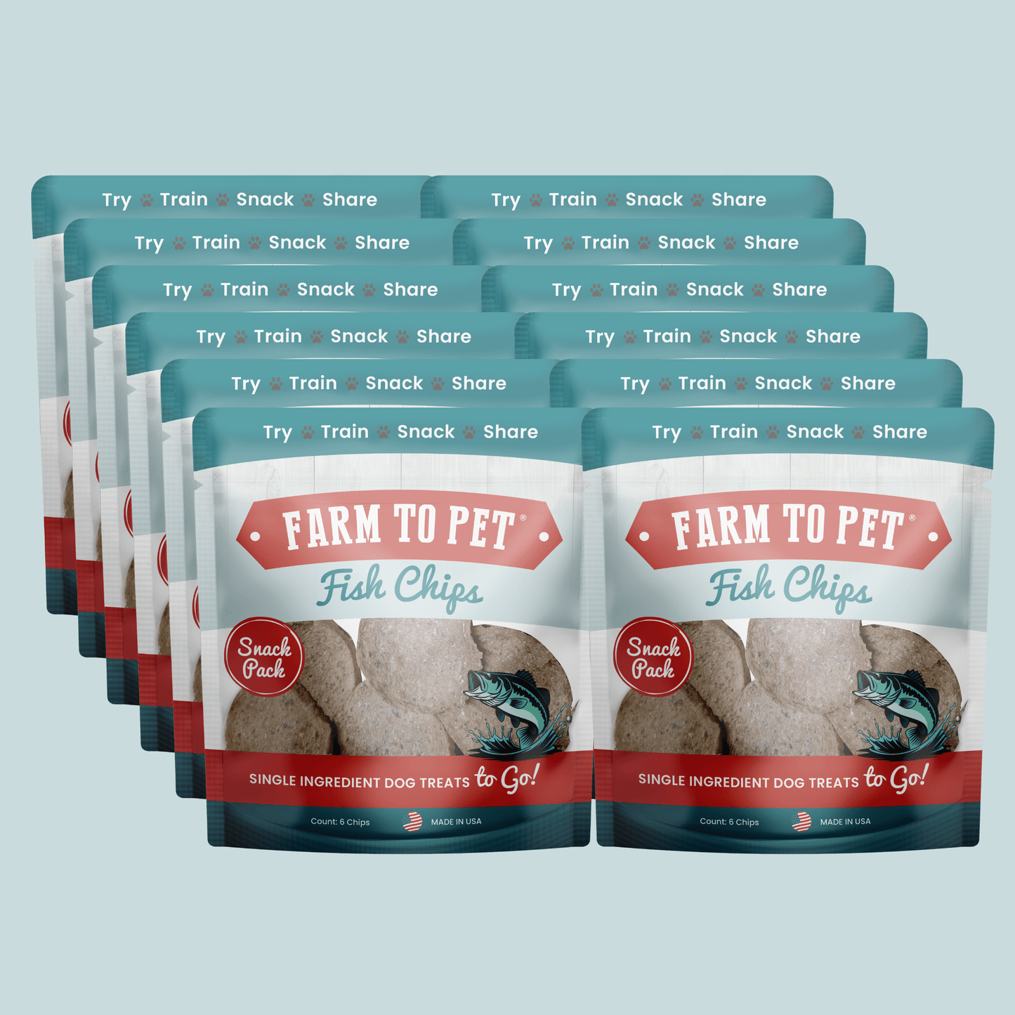 Fish Chips Snack Pack Bundles | Dog Treats for Training & Travel 12 Pack Snack Pack Farm To Pet