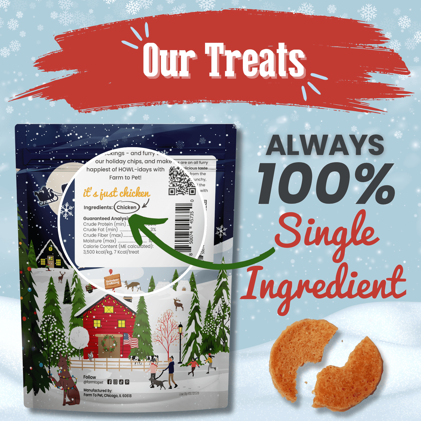Holiday Chips Dog Treats - Chicken & Turkey 12oz Chip Farm To Pet