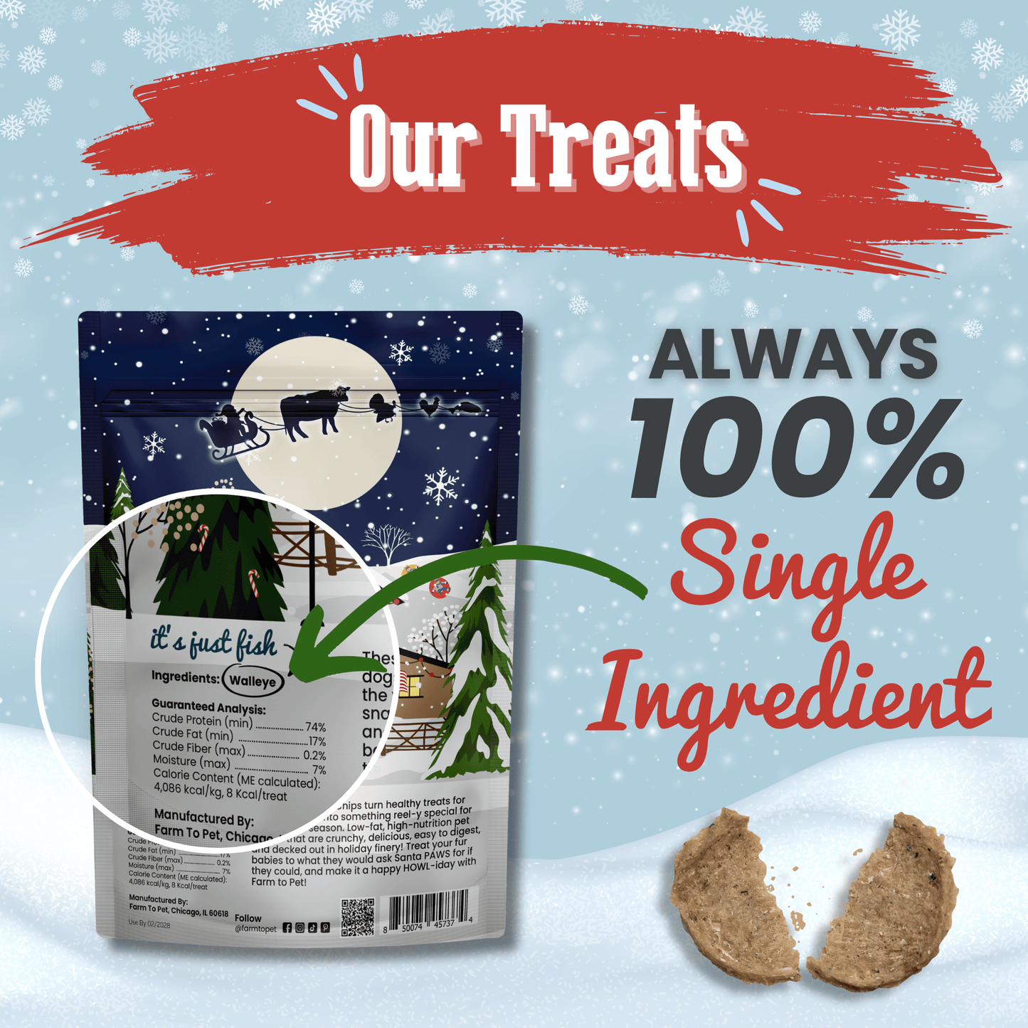 Holiday Chips Dog Treats - Beef & Fish 4oz Chip Farm To Pet
