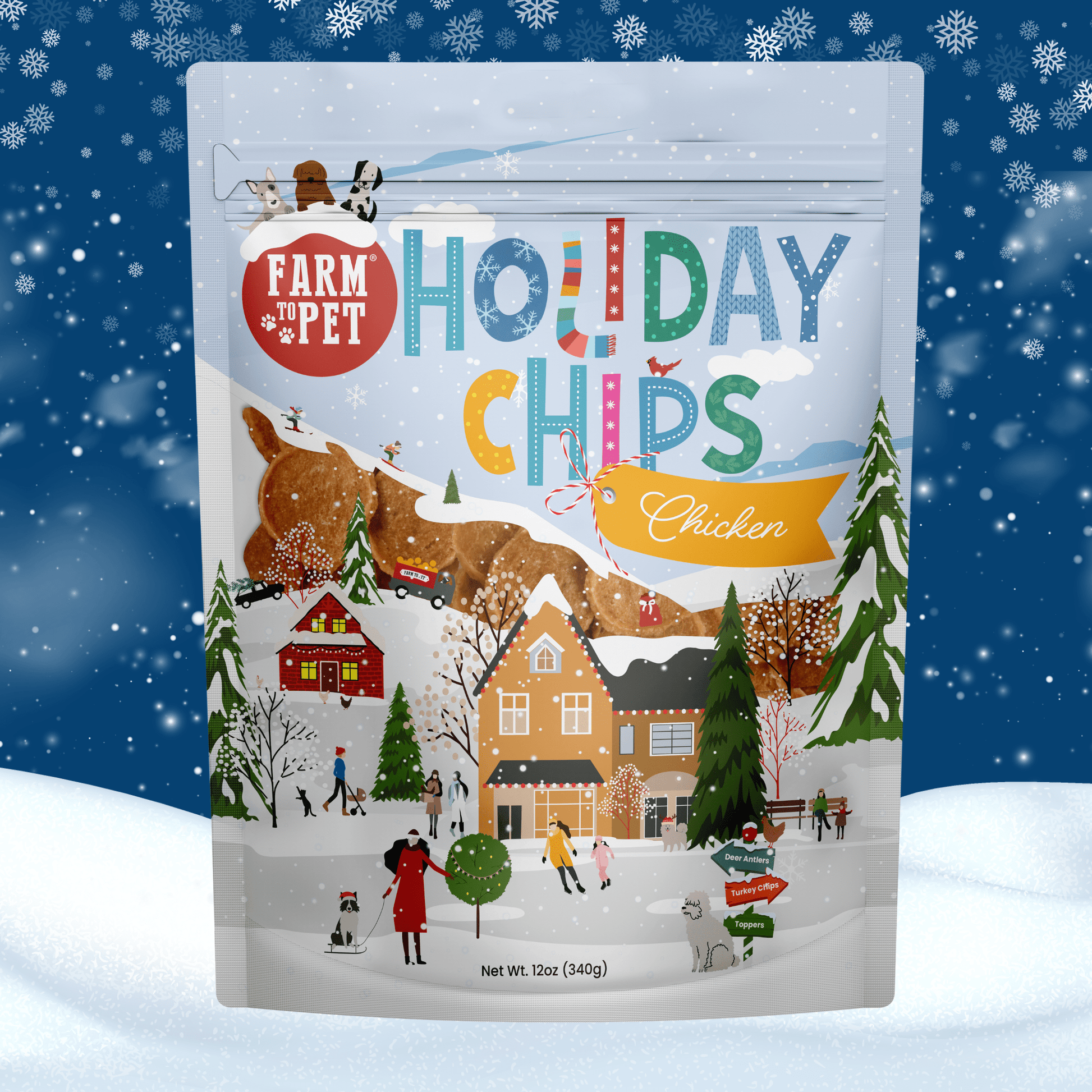 Holiday Chips Dog Treats - Chicken & Turkey 12oz Chicken Chip Farm To Pet