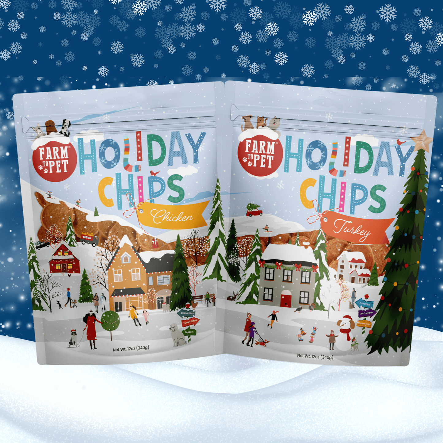 Holiday Chips Dog Treats - Chicken & Turkey 12oz Chicken & Turkey Combo Chip Farm To Pet