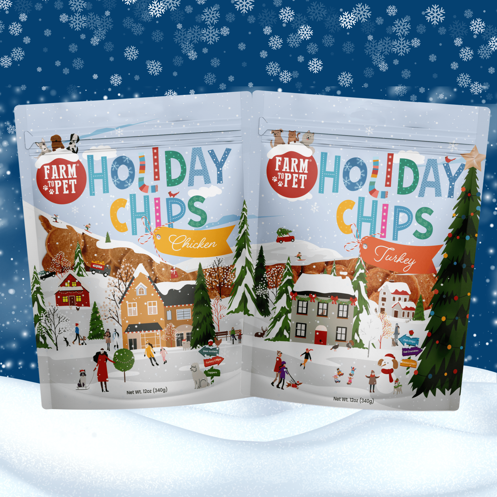 Holiday Chips Dog Treats - Chicken & Turkey 12oz Chicken & Turkey Combo Chip Farm To Pet