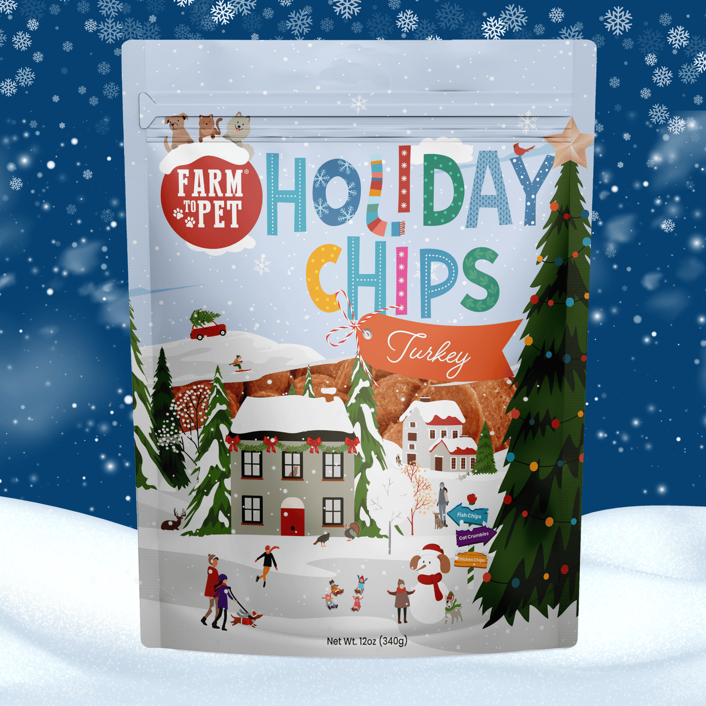 Holiday Chips Dog Treats - Chicken & Turkey 12oz Turkey Chip Farm To Pet