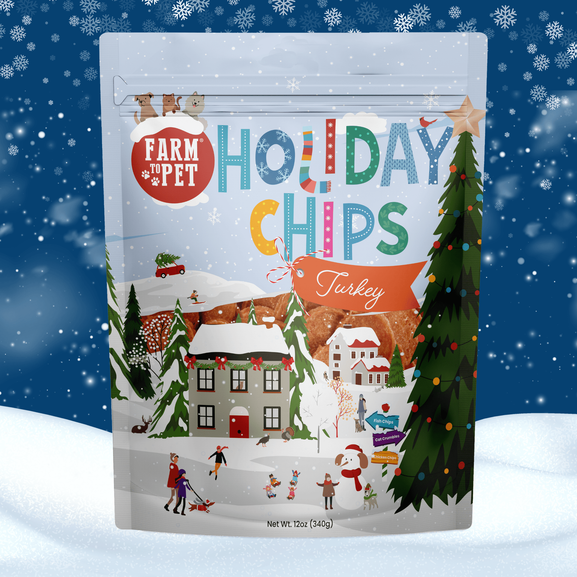 Holiday Chips Dog Treats - Chicken & Turkey 12oz Turkey Chip Farm To Pet