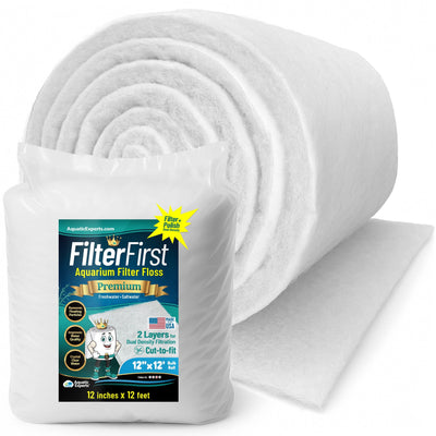 Aquarium Filter Floss for Fish Tank Filters - FilterFirst Pad - Media Roll for Crystal Clear Water 3 4" - 1" 12" x 12' Aquatic Experts