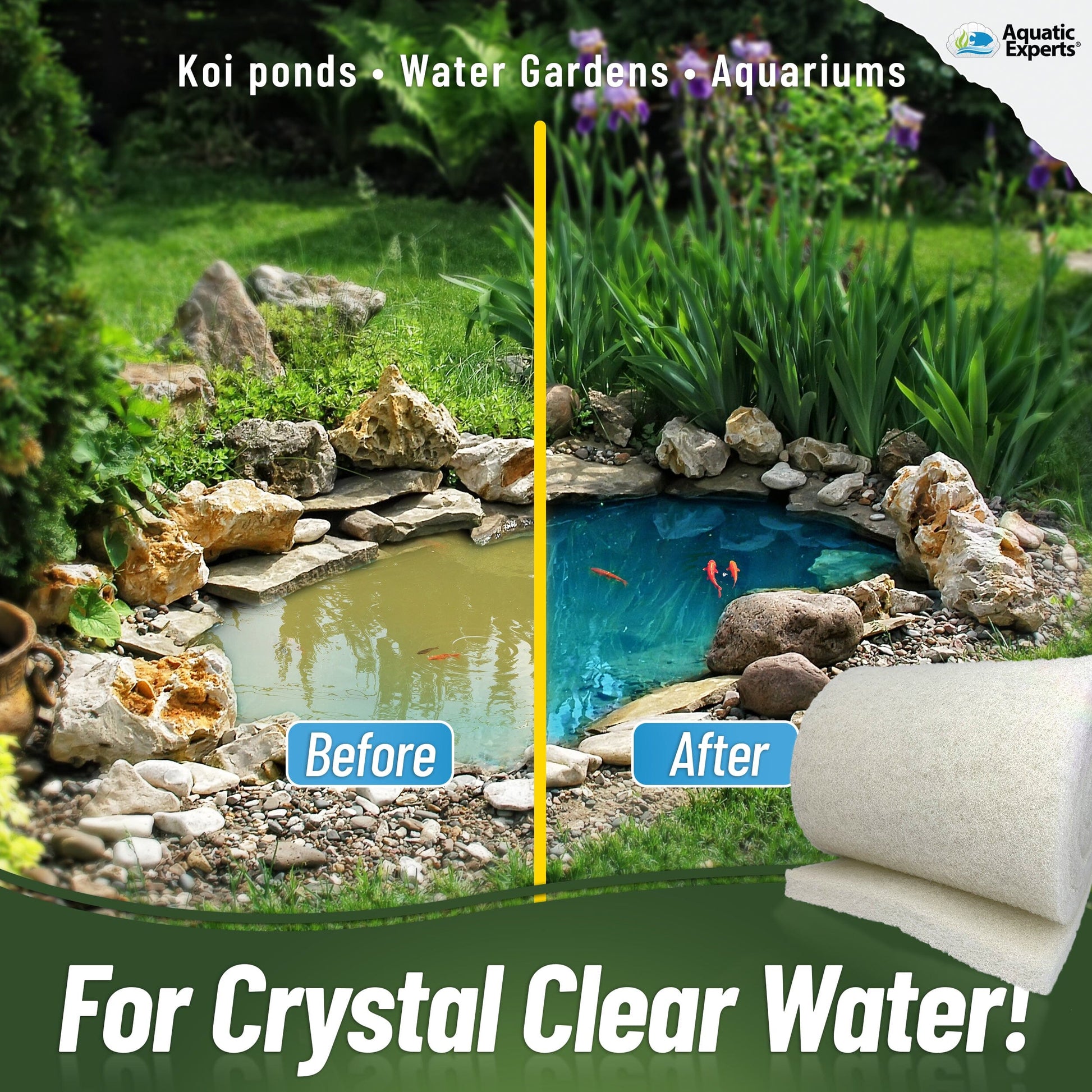 Pond Bundle - Carbon Filter 18"x72" + White Fine 18"x72" + Black Coarse 18"x72" Bundle Filter Pad Aquatic Experts
