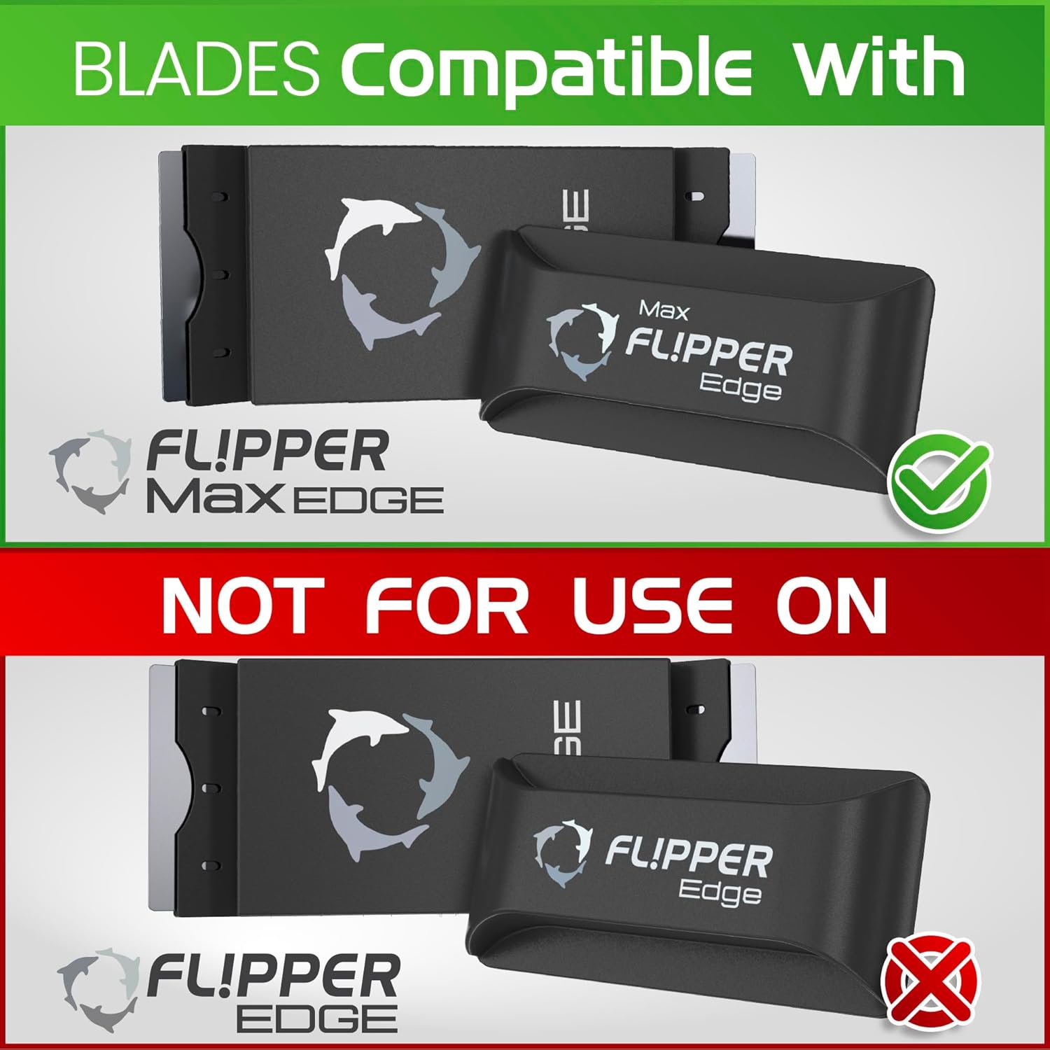 Flipper Edge MAX Stainless Steel Replacement Blades 4 Pack Replacement Blades Flipper Aquarium Products