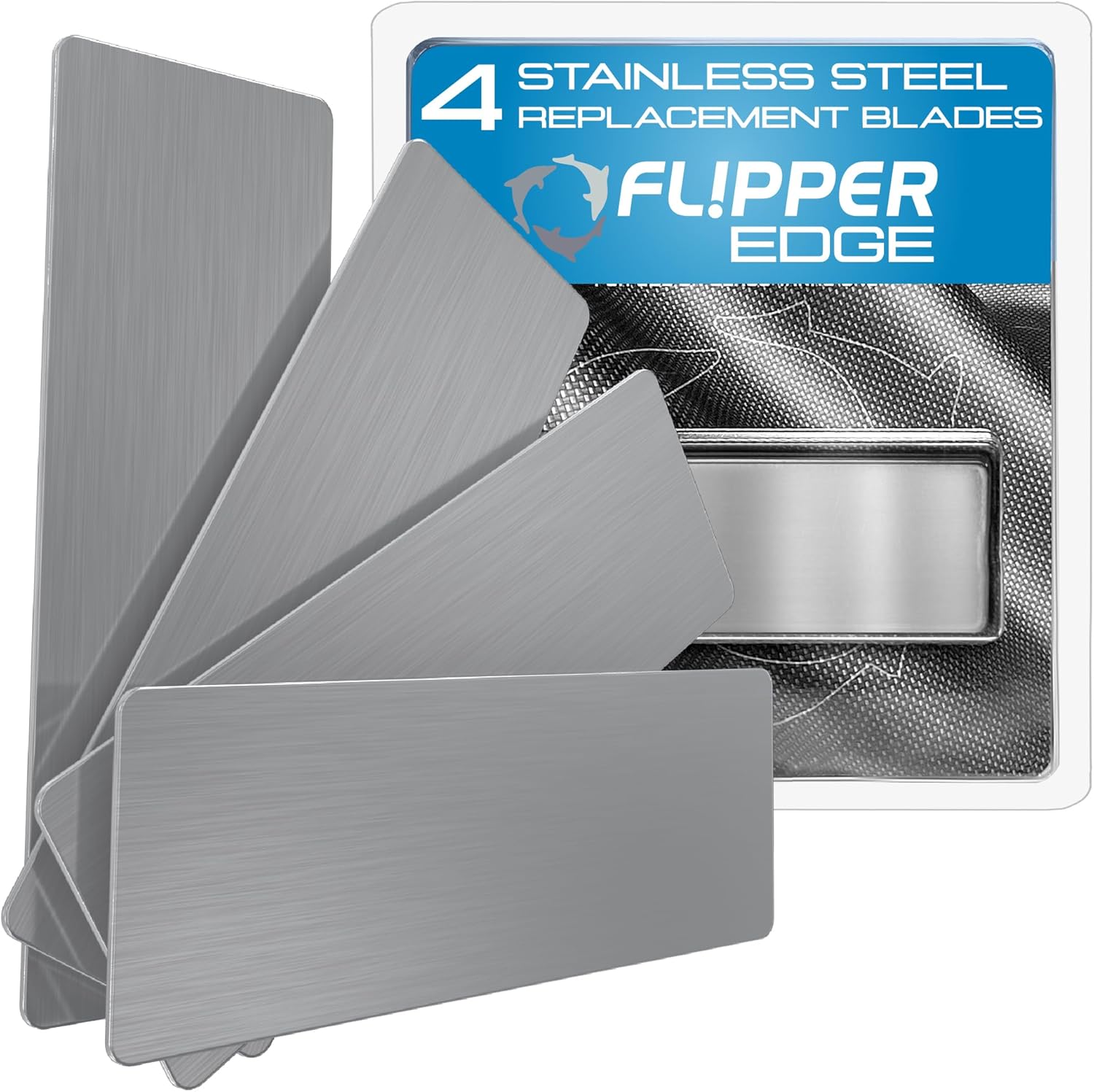 Flipper Edge Standard Stainless Steel Replacement Blades 4 Pack Replacement Blades Flipper Aquarium Products