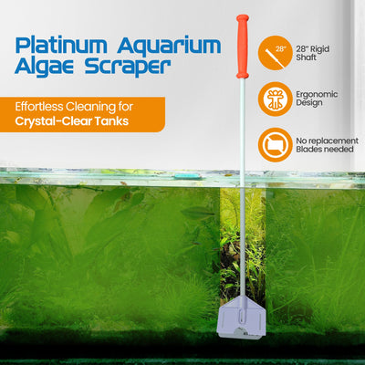 Flipper Platinum Aquarium Algae Scraper - 28" Hand Held Scraper Flipper Aquarium Products