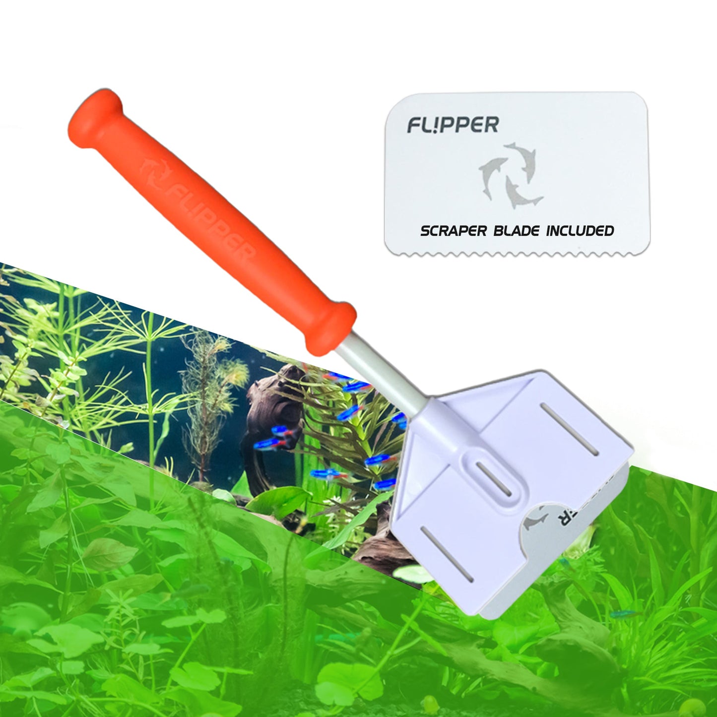 Flipper Platinum Aquarium Algae Scraper - 10" Hand Held Scraper Flipper Aquarium Products