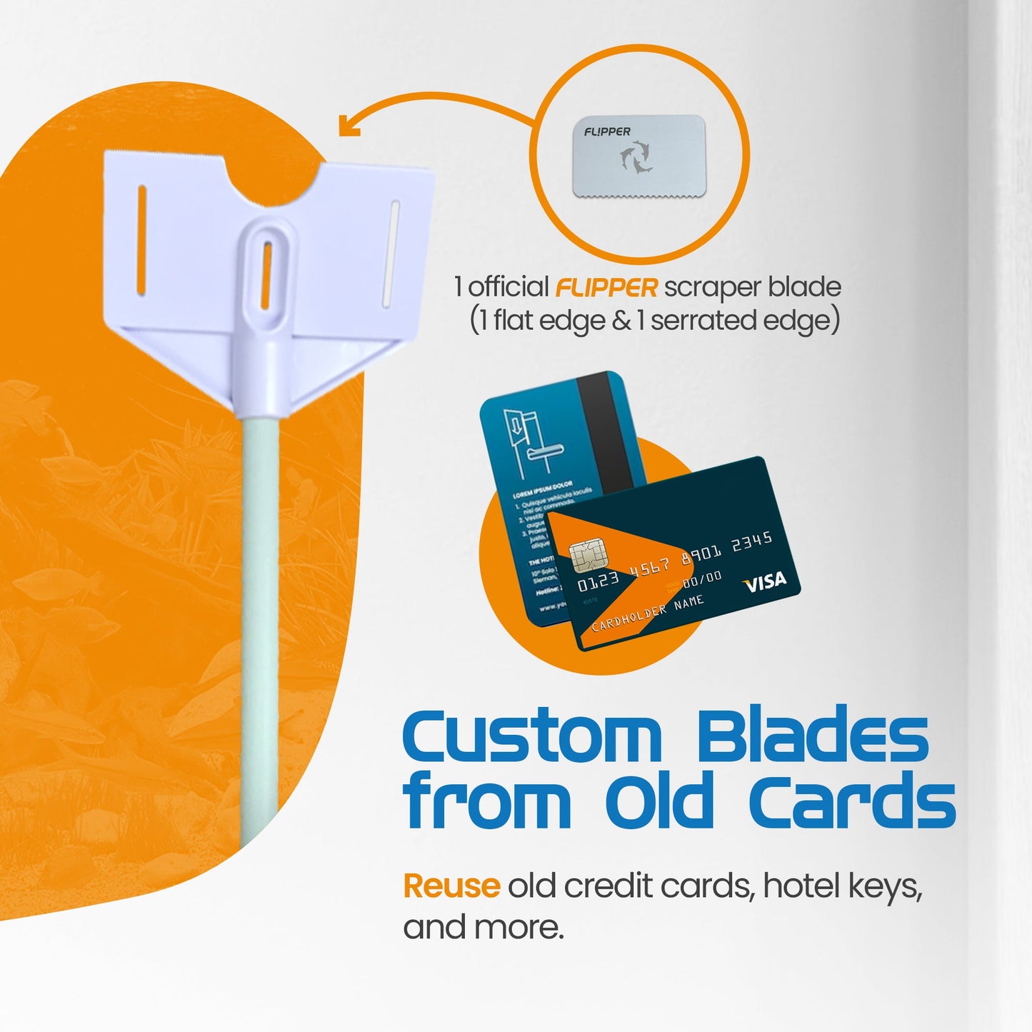 Flipper Platinum Aquarium Algae Scraper - 10" Hand Held Scraper Flipper Aquarium Products