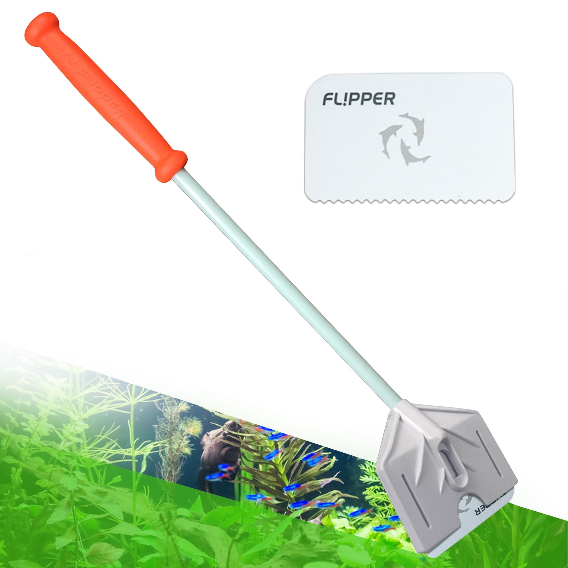 Flipper Platinum Aquarium Algae Scraper - 18" Hand Held Scraper Flipper Aquarium Products