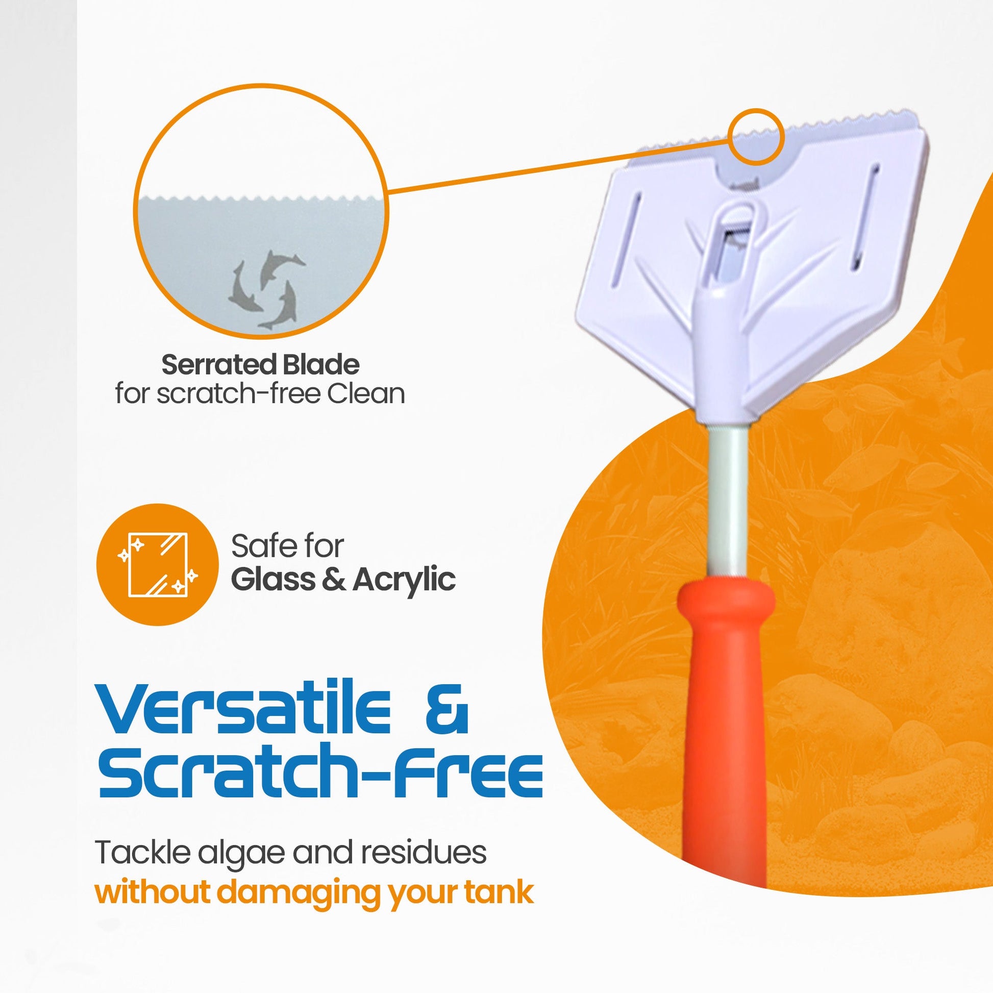 Flipper Platinum Aquarium Algae Scraper - 18" Hand Held Scraper Flipper Aquarium Products