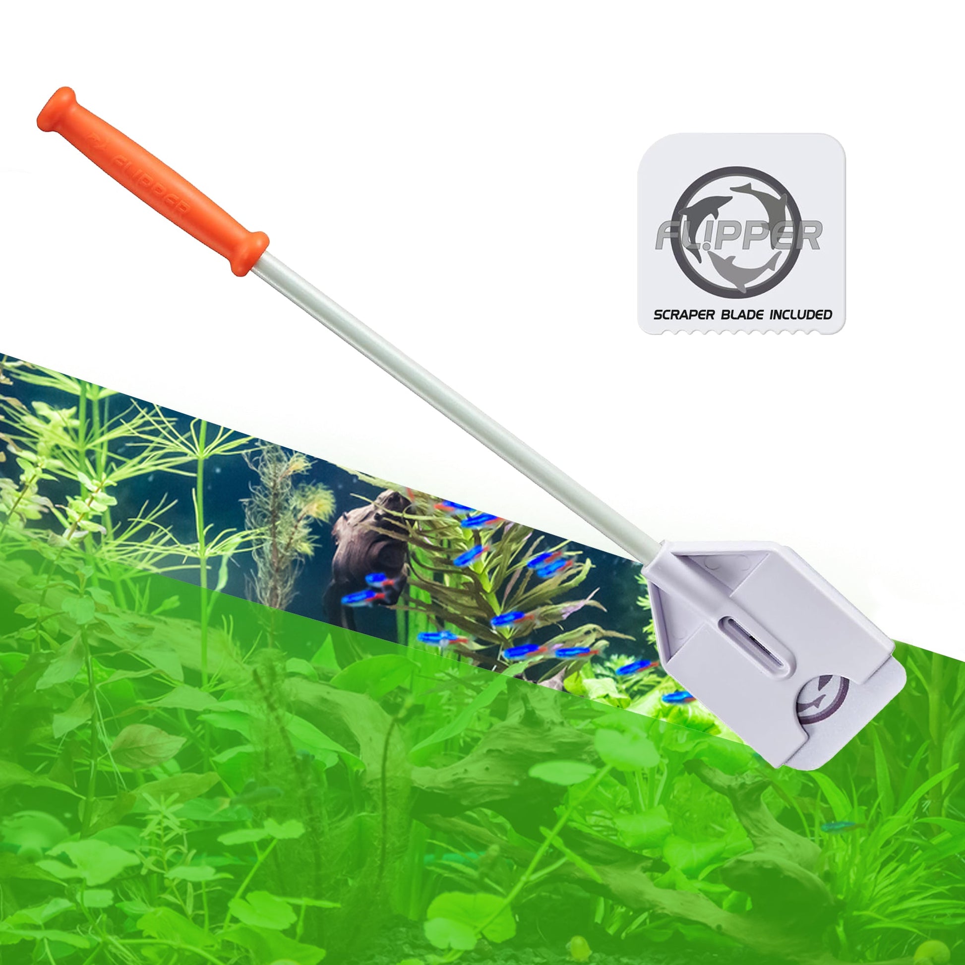 Flipper Platinum NANO Aquarium Algae Scraper 12" Hand Held Scraper Flipper Aquarium Products