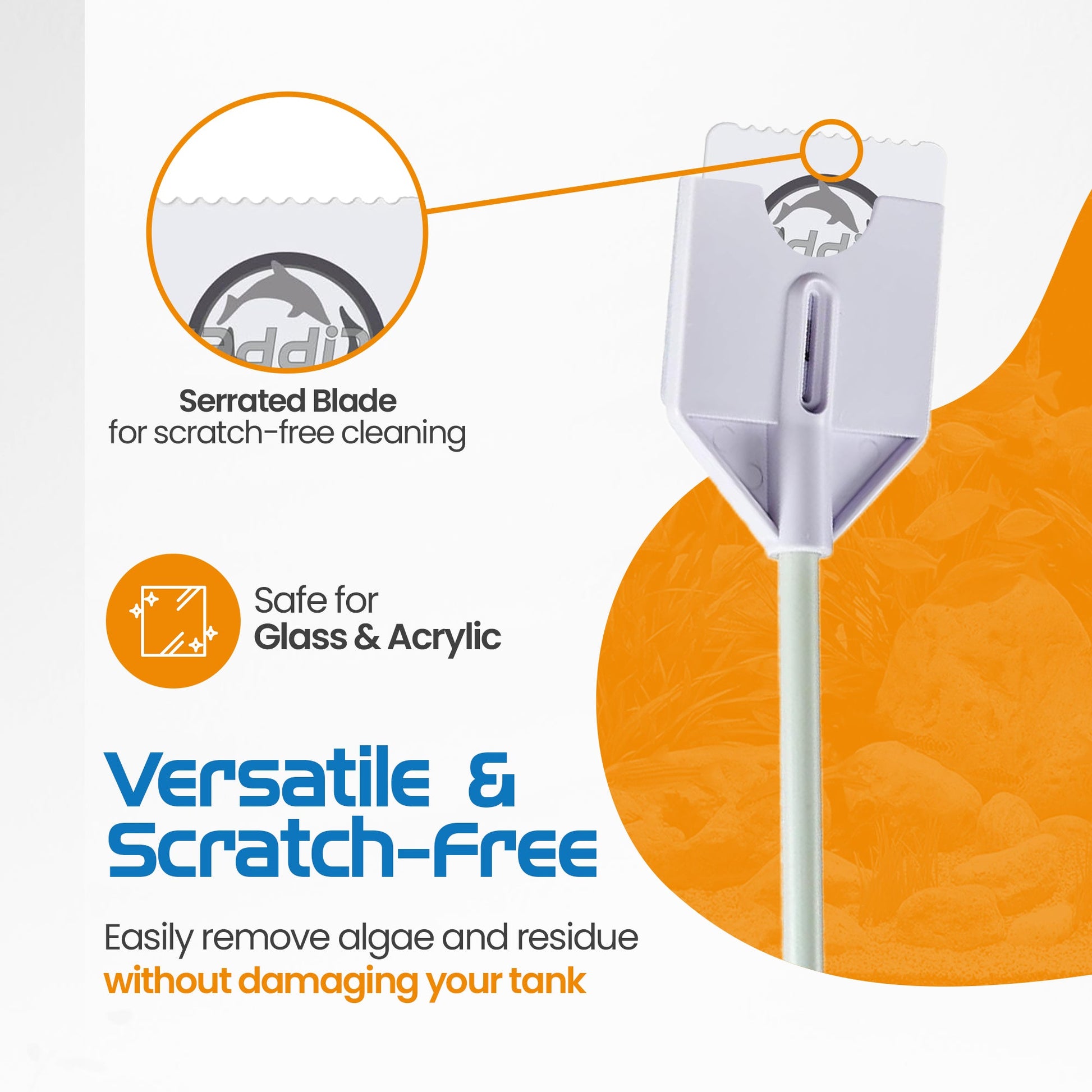 Flipper Platinum NANO Aquarium Algae Scraper 12" Hand Held Scraper Flipper Aquarium Products