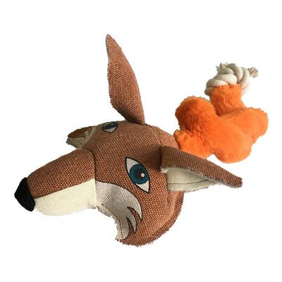 22" Safari Fox Animal Toy with Embedded Ball & Rope Dog Toys Dogline