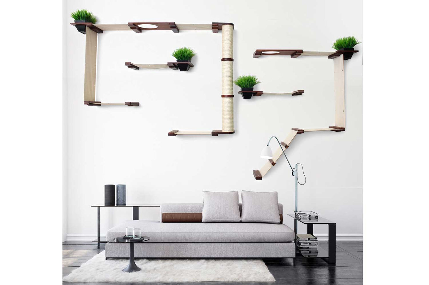 The Gardens - Modern Cat Tree with Plants Cat Condo Catastrophic Creations