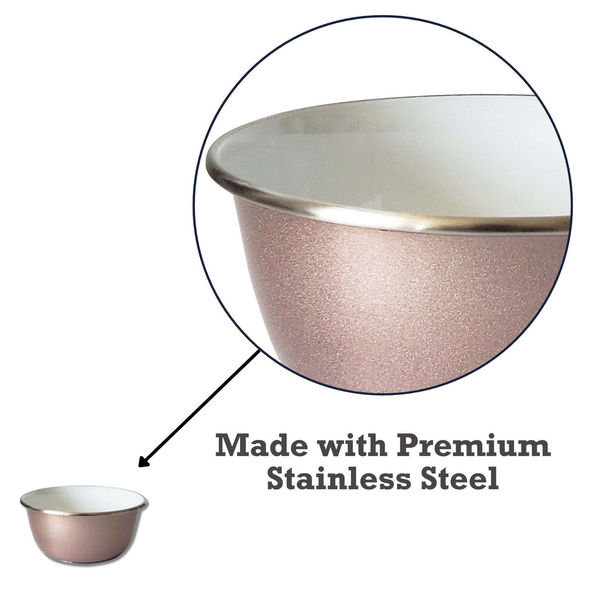 Deep Dog Bowl with Paw Print Design – Stainless Steel Bowl, Ideal for Small, Medium to Large Dogs – Rose Gold Deep Bowls American Pet Supplies
