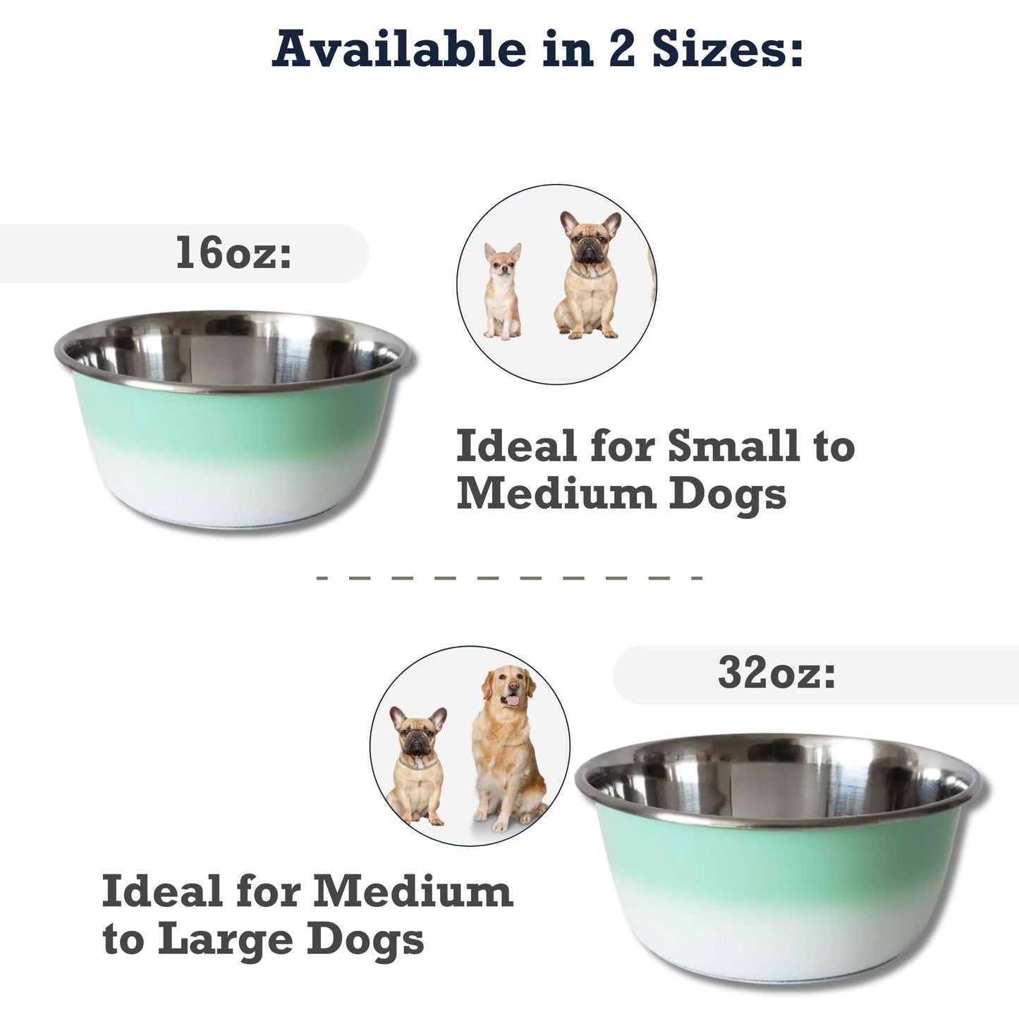 Deep Dog Bowl – Stainless Steel Bowl, Ideal for Small, Medium & Large Dogs – Mint Green Deep Bowls American Pet Supplies