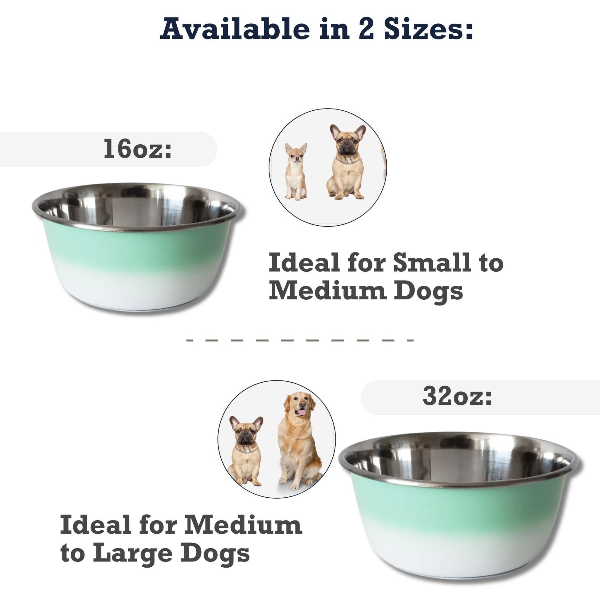 Deep Dog Bowl – Stainless Steel Bowl, Ideal for Small, Medium & Large Dogs – Mint Green Deep Bowls American Pet Supplies