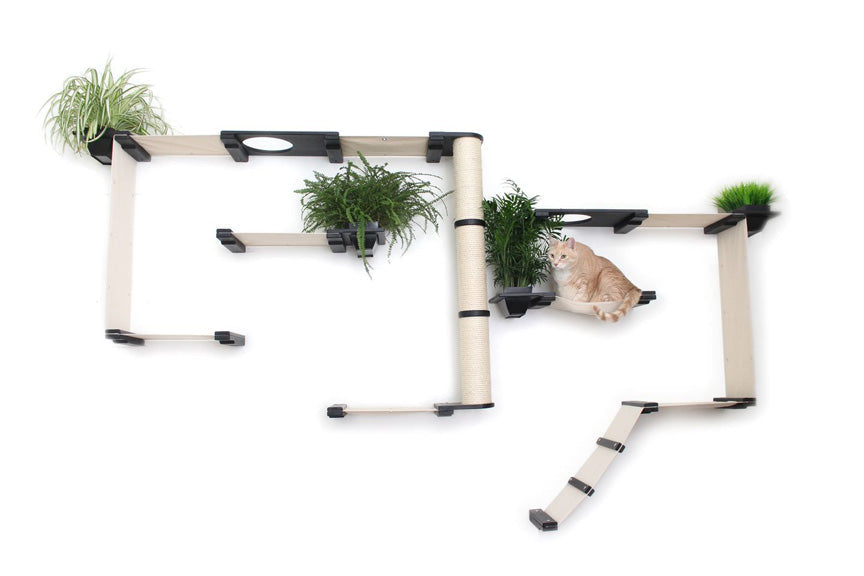 The Gardens - Modern Cat Tree with Plants Cat Condo Catastrophic Creations