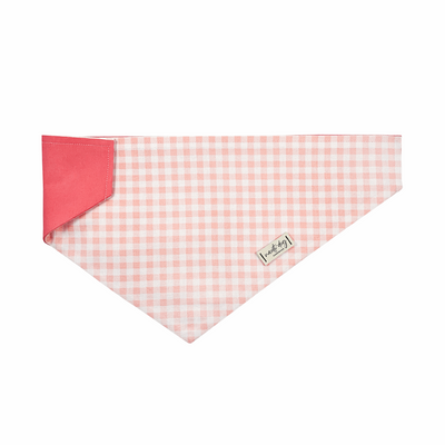 Gingham Pink Summer Plaid Check Over-the-collar Dog Bandana Over-the-collar Bandanas Nauti-dog Handmade