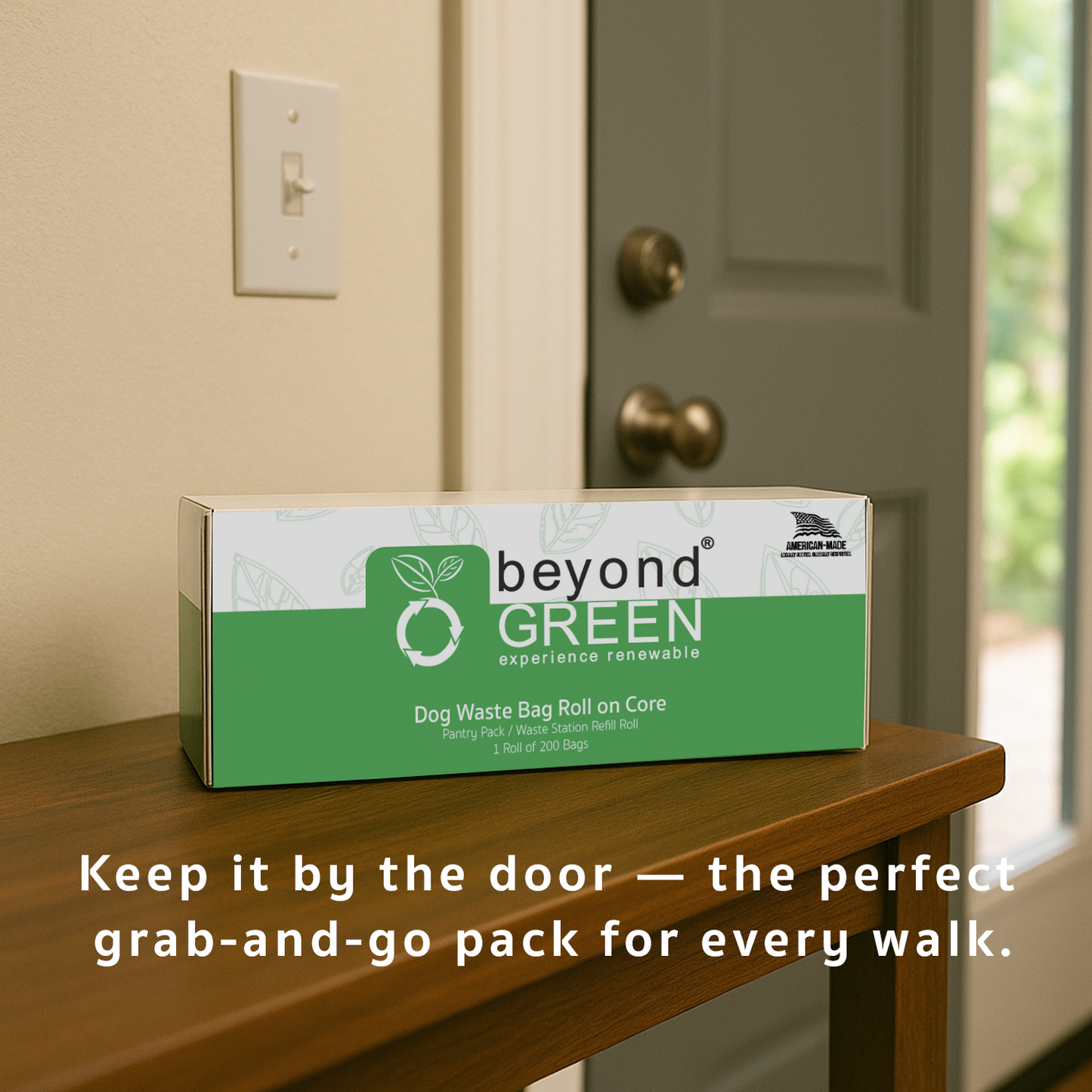 beyondGREEN Dog Waste Bags – Grab & Go Bulk Pack – 200 Bags on Roll with Core - Made in USA, Leak-Resistant, Folded Rolls Dog Waste Bags beyondGREEN biotech™