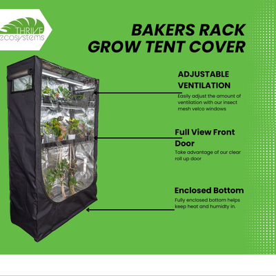 48x18x72 Baker's Rack Grow Tent Cover – Clear Front Door, Adjustable Ventilation & Fully Enclosed Bottom Thrive Ecosystems