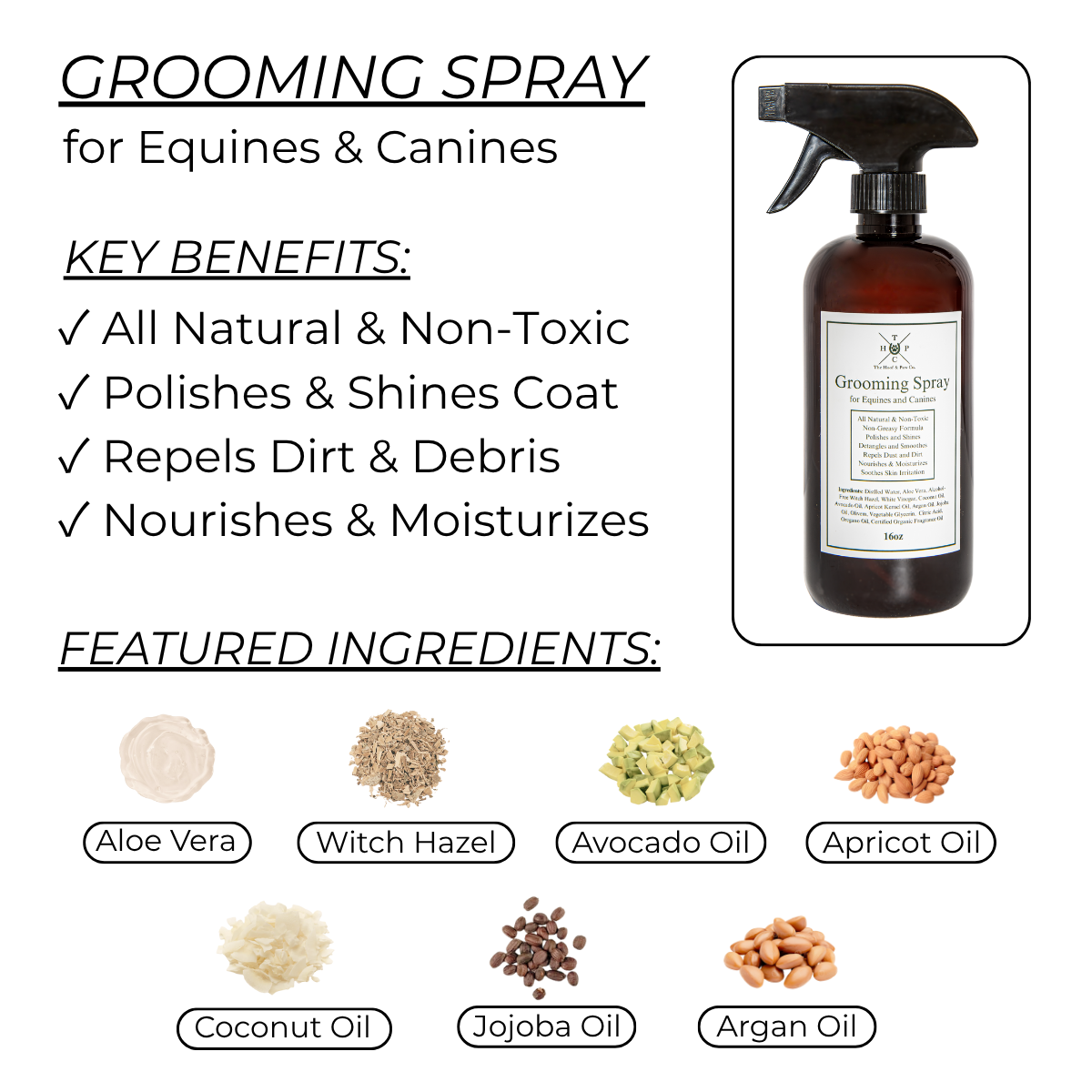 Grooming Spray for Dogs & Horses - 16oz The Hoof & Paw Co.