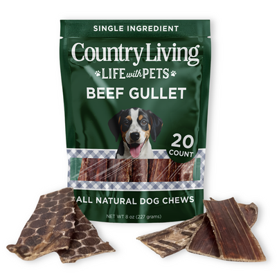 Country Living 6” Gullet Flats Dog Treats – 20 Count Bag – All-Natural Beef Esophagus Chews – High-Protein, Easily Digestible, Single-Ingredient Dog Treats – Grain-Free & Long-Lasting Dog Treats American Pet Supplies
