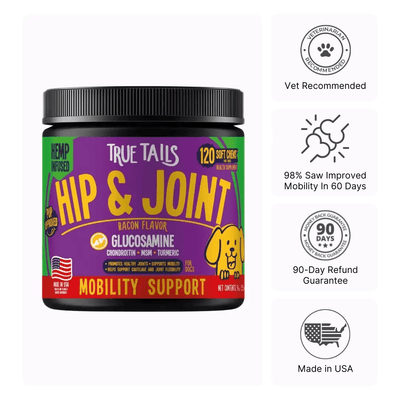 Hip & Joint With Hemp For Dogs 9oz Jar (120 count) Bacon Dog Soft Chews Dogline