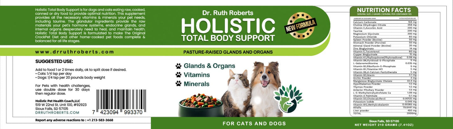 Holistic Total Body Support – Multivitamin & Glandular Support for Dogs and Cats Vitamins & Supplements Dr. Ruth Roberts