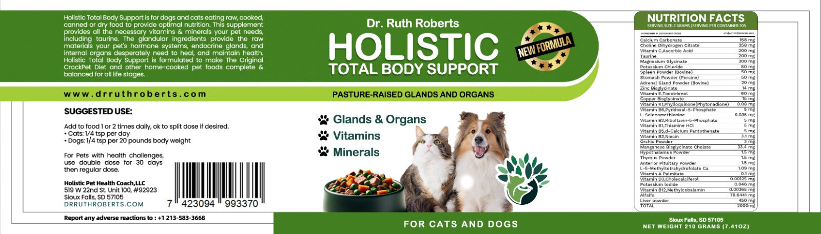 Holistic Total Body Support – Multivitamin & Glandular Support for Dogs and Cats Vitamins & Supplements Dr. Ruth Roberts