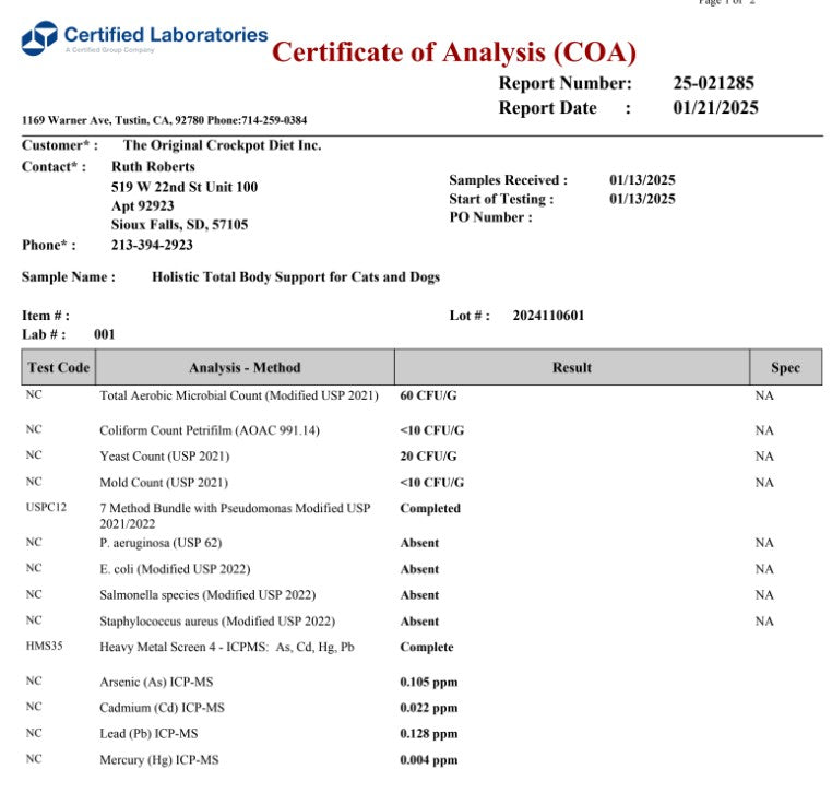 Holistic Total Body Support – Multivitamin & Glandular Support for Dogs and Cats Vitamins & Supplements Dr. Ruth Roberts