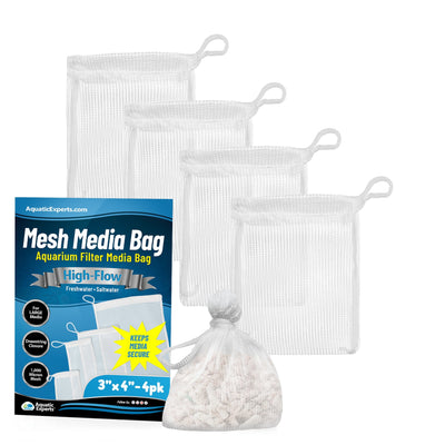 Aquatic Experts Aquarium Filter Bag - High Flow Mesh Media Bags - Ideal for Efficient Aquarium Filtration White 3" x 4" 4 Pack Aquatic Experts