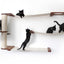 Cat Maze Wall - 3 Tier Cat Tree English Chestnut Bamboo Natural Canvas Pole and Leaf Shelf Cat Condo Catastrophic Creations