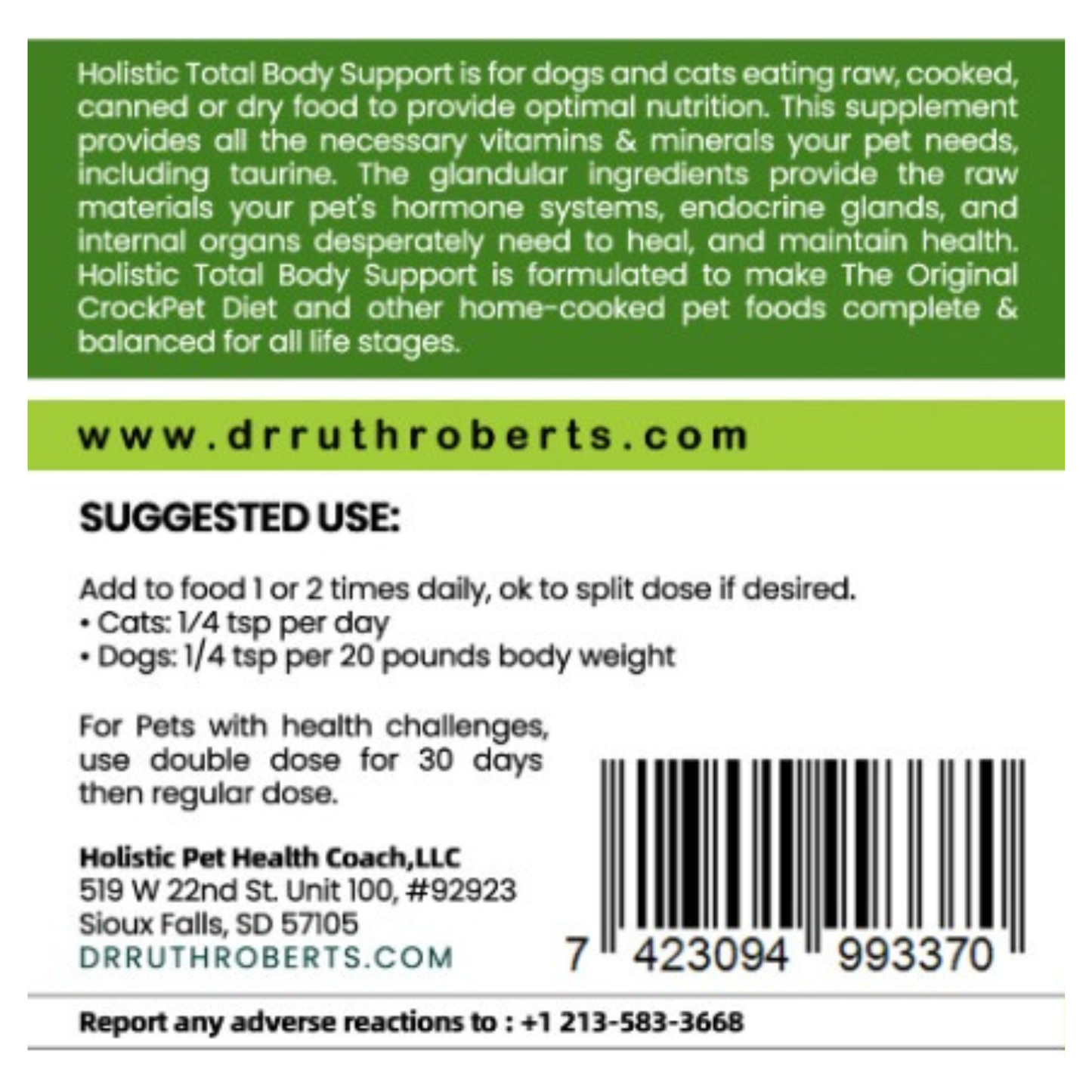 Holistic Total Body Support – Multivitamin & Glandular Support for Dogs and Cats Vitamins & Supplements Dr. Ruth Roberts