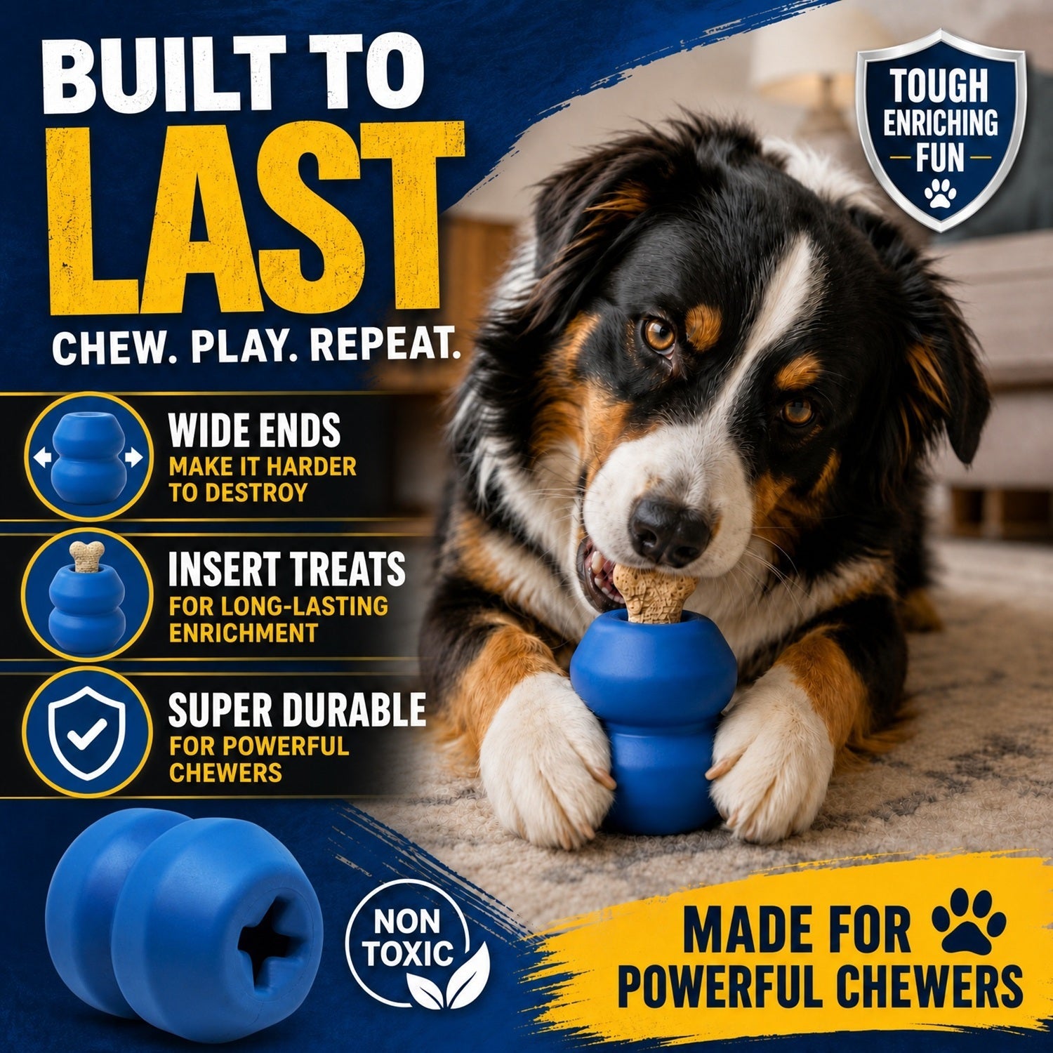 Double Trouble Dog Toy - Dual Chamber Treat Dispenser for Large Dogs | USA Made Rubber Dog Toys SodaPup/True Dogs, LLC
