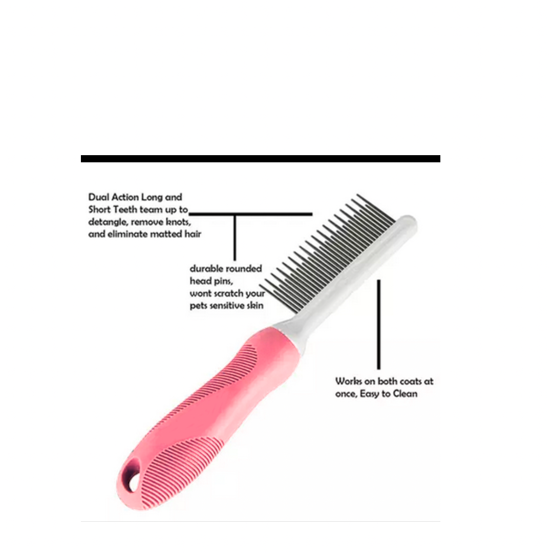 Detangling Pet Comb with Long & Short Stainless Steel Teeth for Removing Matted Fur Grooming The Charleston Cat Groomer