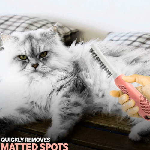 Detangling Pet Comb with Long & Short Stainless Steel Teeth for Removing Matted Fur Grooming The Charleston Cat Groomer