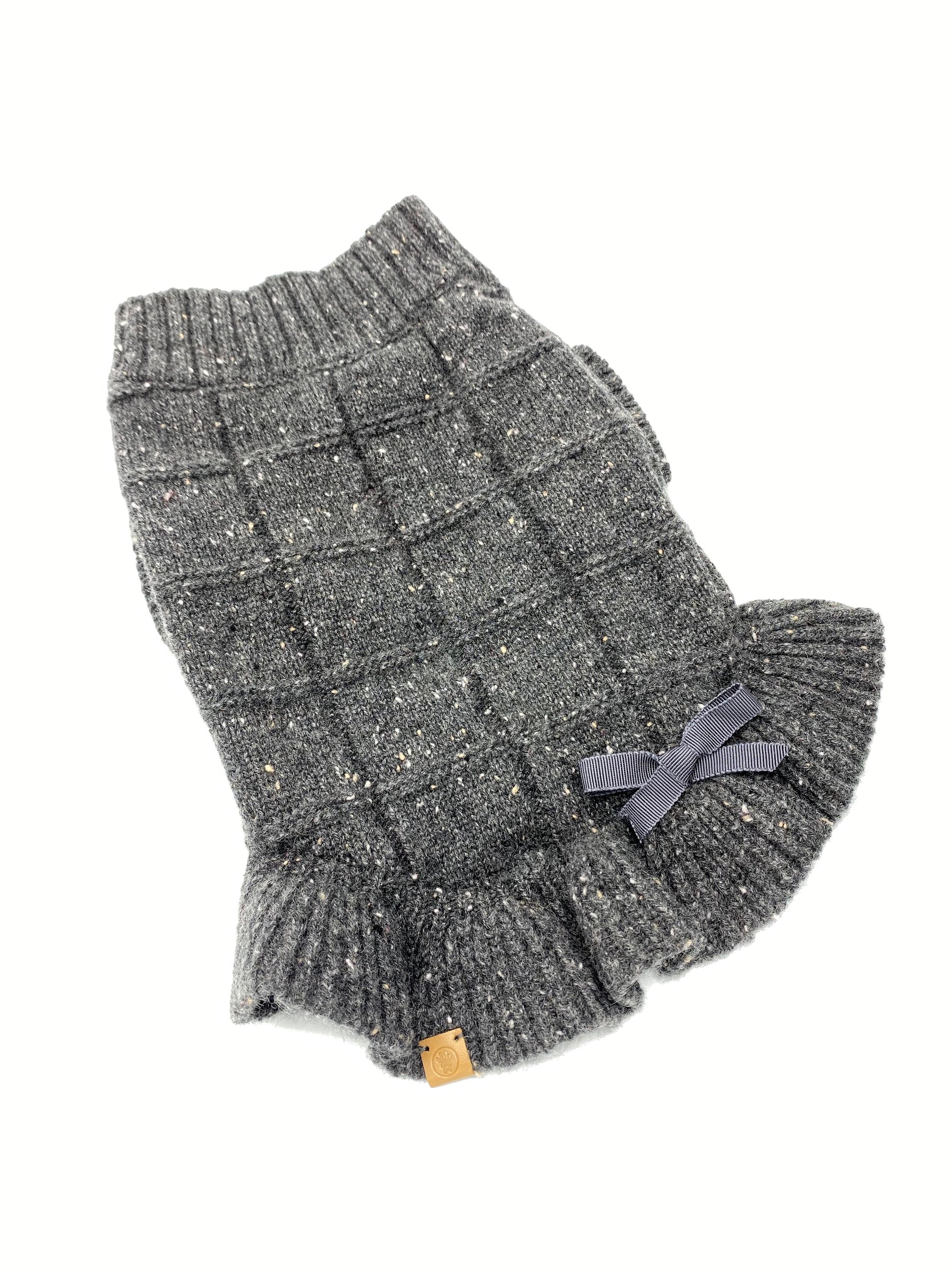 Rein Cashmere Ruffle Dress, Charcoal Dog Sweaters BESPOKE PAWS