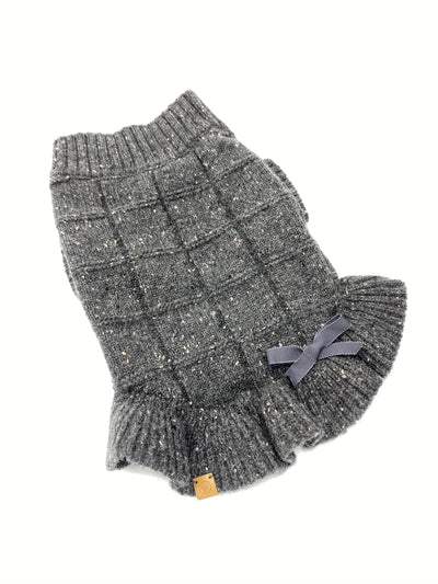 Rein Cashmere Ruffle Dress, Charcoal Dog Sweaters BESPOKE PAWS