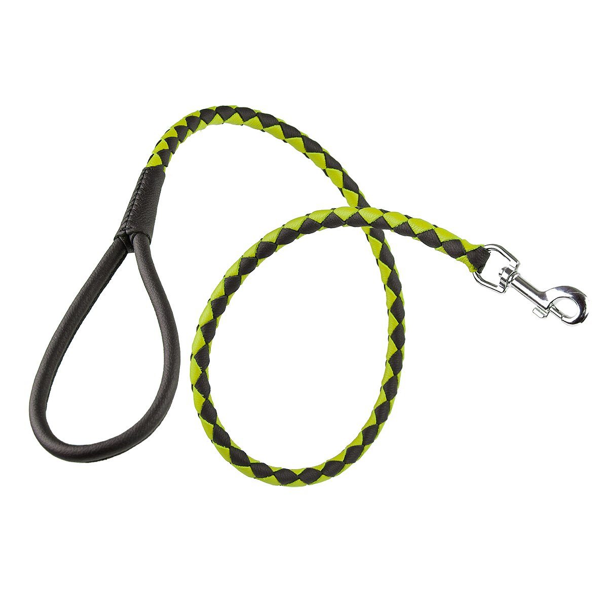 Soft Leather Dual-Color Braided Round Lead Dog Leashes Dogline