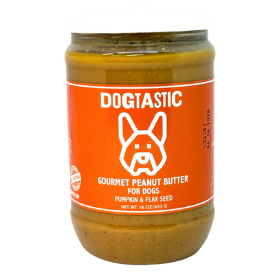 Dogtastic Gourmet Peanut Butter for Dogs - Pumpkin & Flax Seed Flavor - 50% off Peanut Butter - Pumpkin & Flax Seed TREATS SodaPup/True Dogs, LLC
